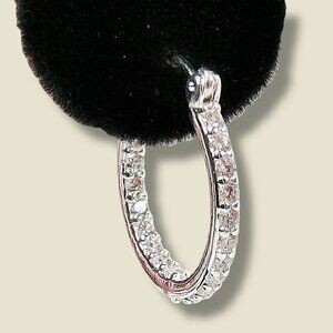 Mini Serena Silver-Plated Hoops With Clear CZ Stones In Gift Bag